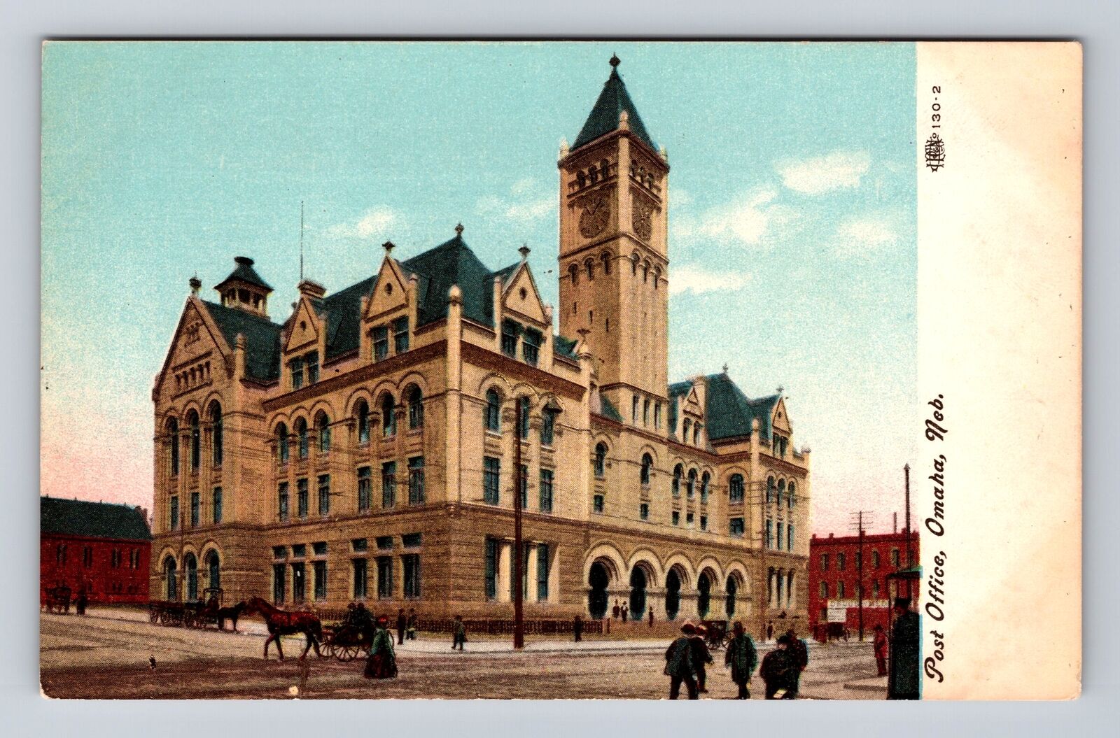 Omaha NE-Nebraska, U.S. Post Office, Antique Vintage Souvenir Postcard