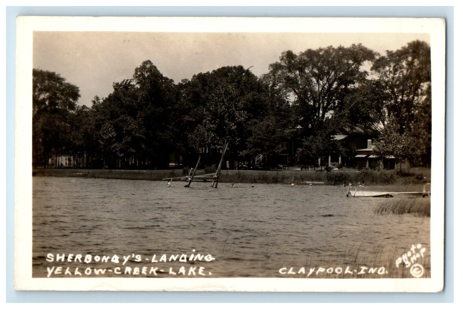 Claypool Indiana IN, Sherbongy\'s Landing Yellow Creek Lake RPPC Photo Postcard