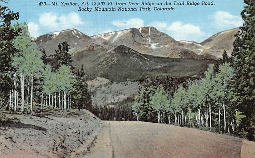 Postcard CO: Mt. Ypsilon, Trail Ridge Road, Colorado, Vintage Linen