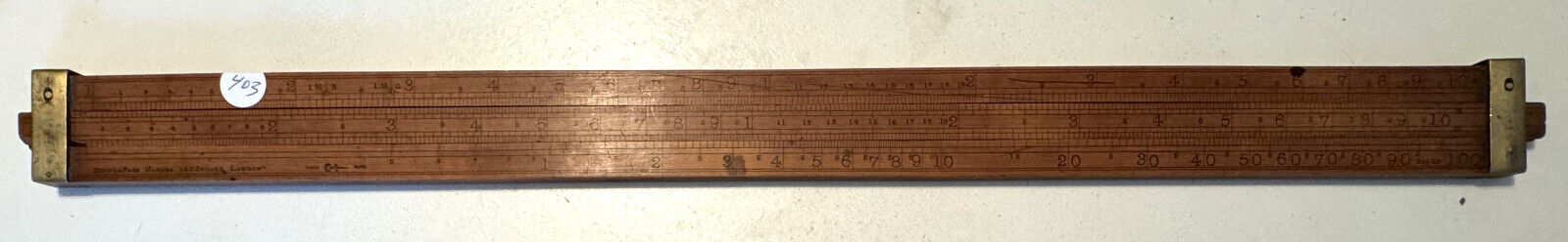 Antique Dring & Fage London INLAND REVENUE Brewers Boxwood 2 Foot Slide Rule 403