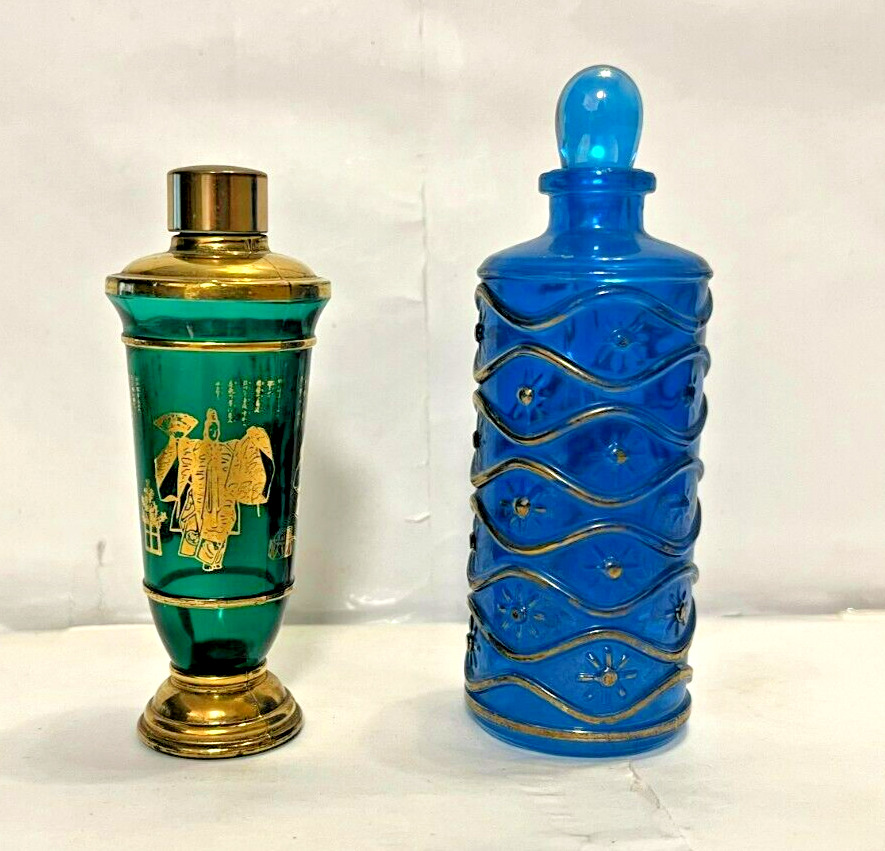 Vintage Blue Shulton Perfume Bottle  & 1 Unbranded Asian Themed Perfume Bottles