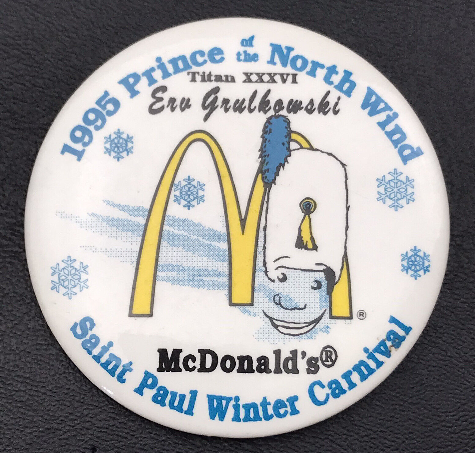 McDonald’s Saint Paul Winter Carnival 1995 Pin Button Vintage 99s Minnesota