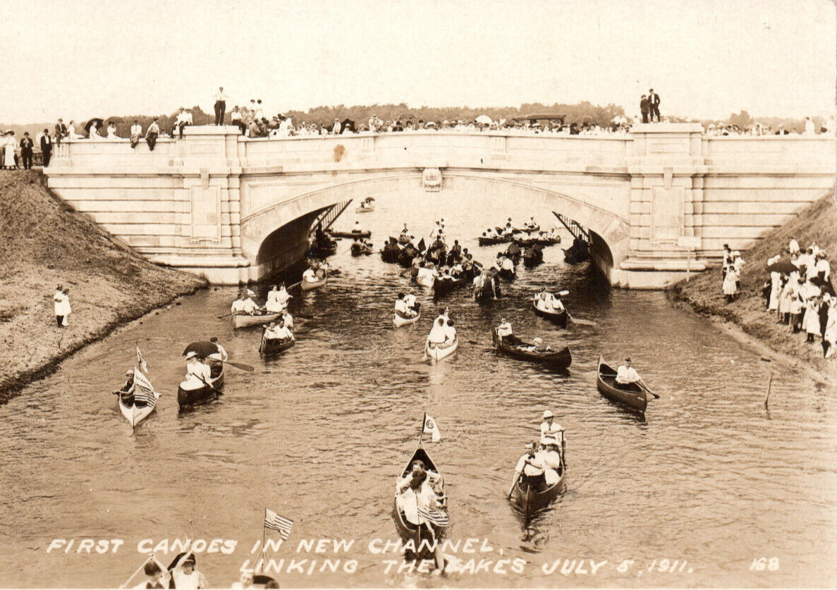 Minneapolis Minnesota First Canoes Linking The Lakes 1911 Real Photo Postcard
