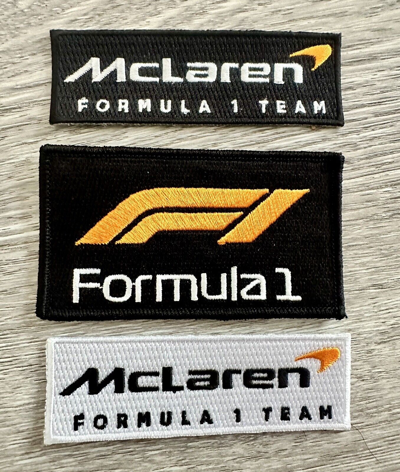 MC LAREN F1 3 Pack Orange F1 RACING Iron-on PATCH 3” H X 3” L