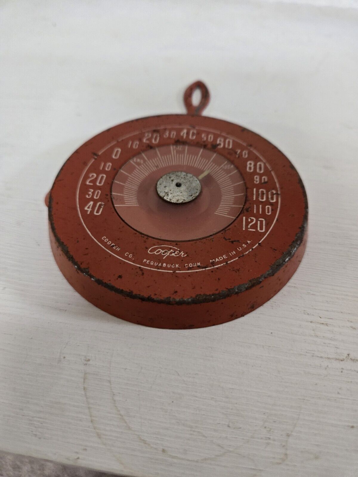 Vintage Metal FRYING PAN Thermometer Cooper Advertising