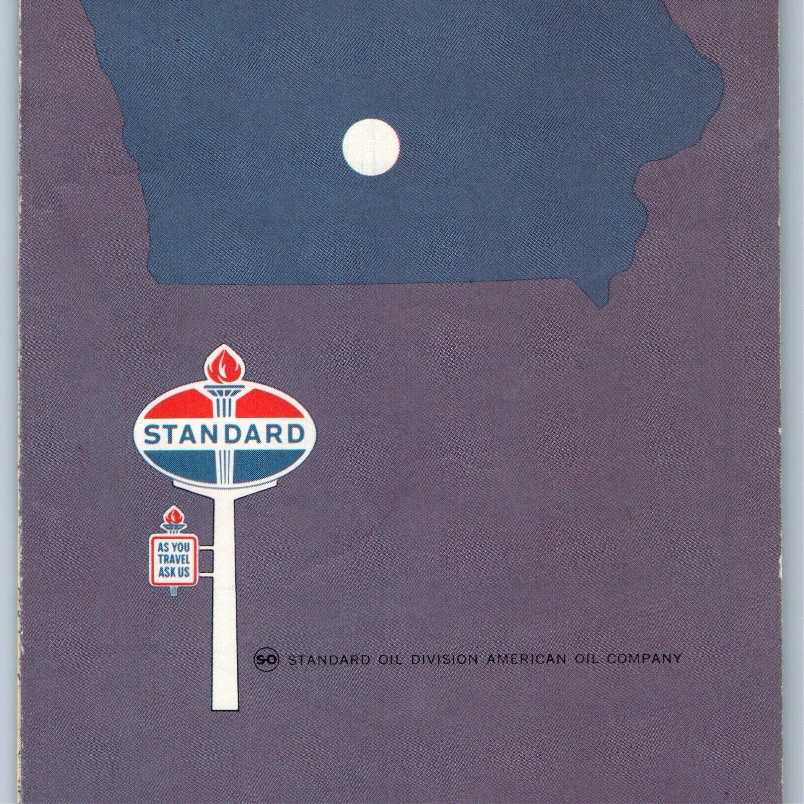 c1970s Des Moines, IA Road Highway Map City Standard American Oil Advertising 8F