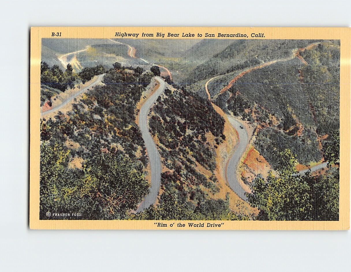 Postcard Rim o the World Drive California USA