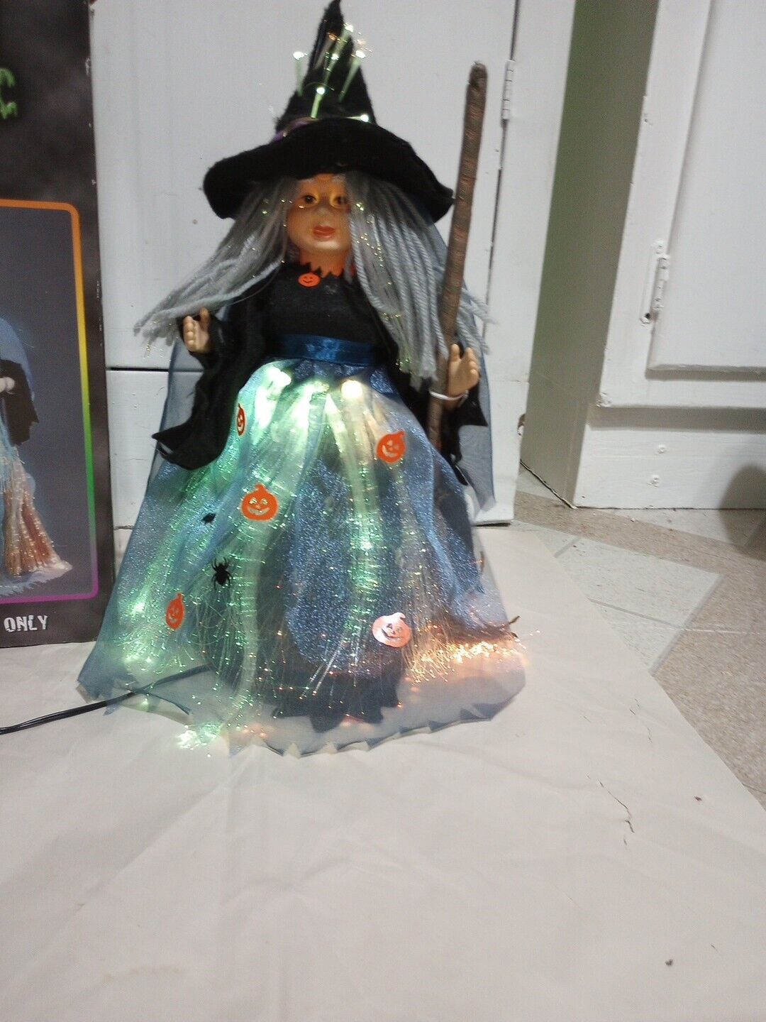 Vintage Fiber Optic Halloween Witch Gemmy Light Up Blow Mold Ganz? Works 12\