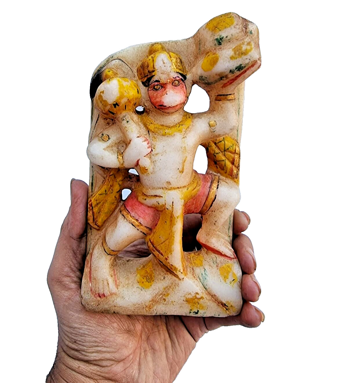 1850's Old Antique Marble Stone Hand Carved Monkey God Hanuman ji Figure/Statue