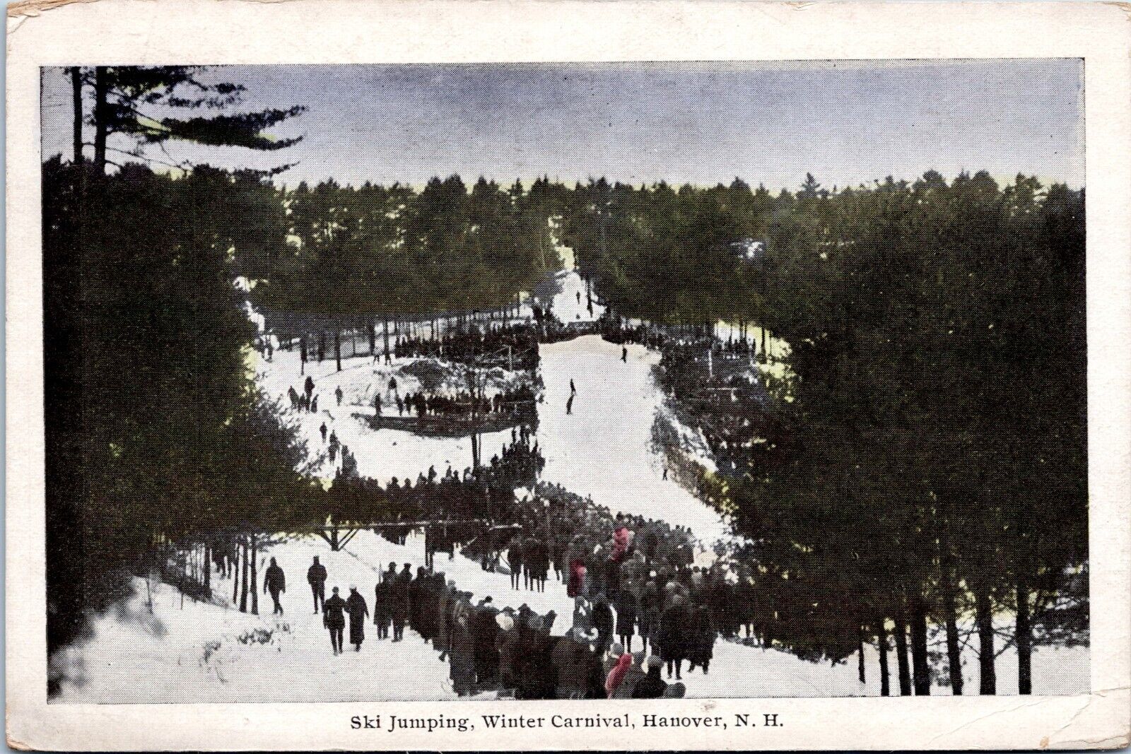 Ski Jumping, Winter Carnival, Hanover New Hampshire - 1927 white border Postcard