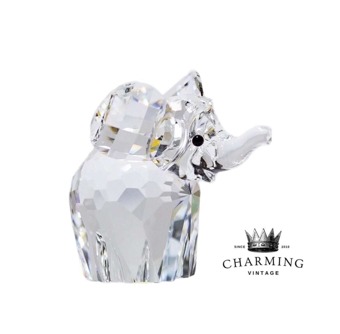 Vintage Swarovski Silver Crystal Baby Elephant Figurine Marked