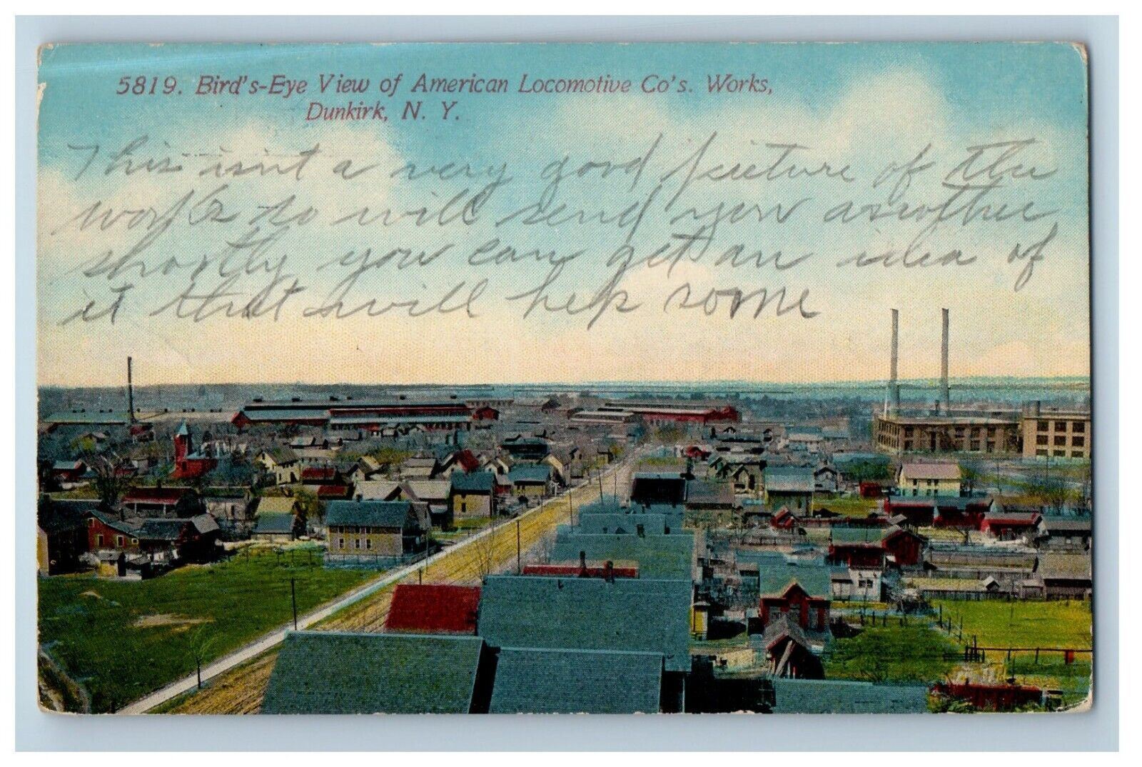 1916 Bird's Eye View American Locomotive Co's Works Dunkirk NY Antique Postcard