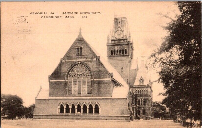  Postcard Memorial Hall Harvard University Cambridge MA Massachusetts 1936 H-538