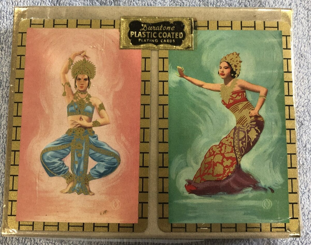 Vintage Duratone Plastic Coated Double Deck Playing Cards Dancers Mid East New