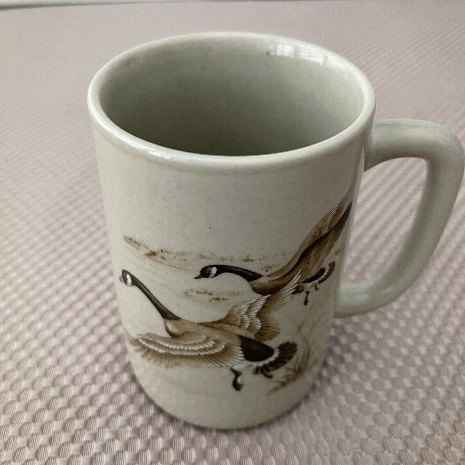 Vintage Otagiri Stoneware Mug Flying Geese Hand Painted Made in Japan