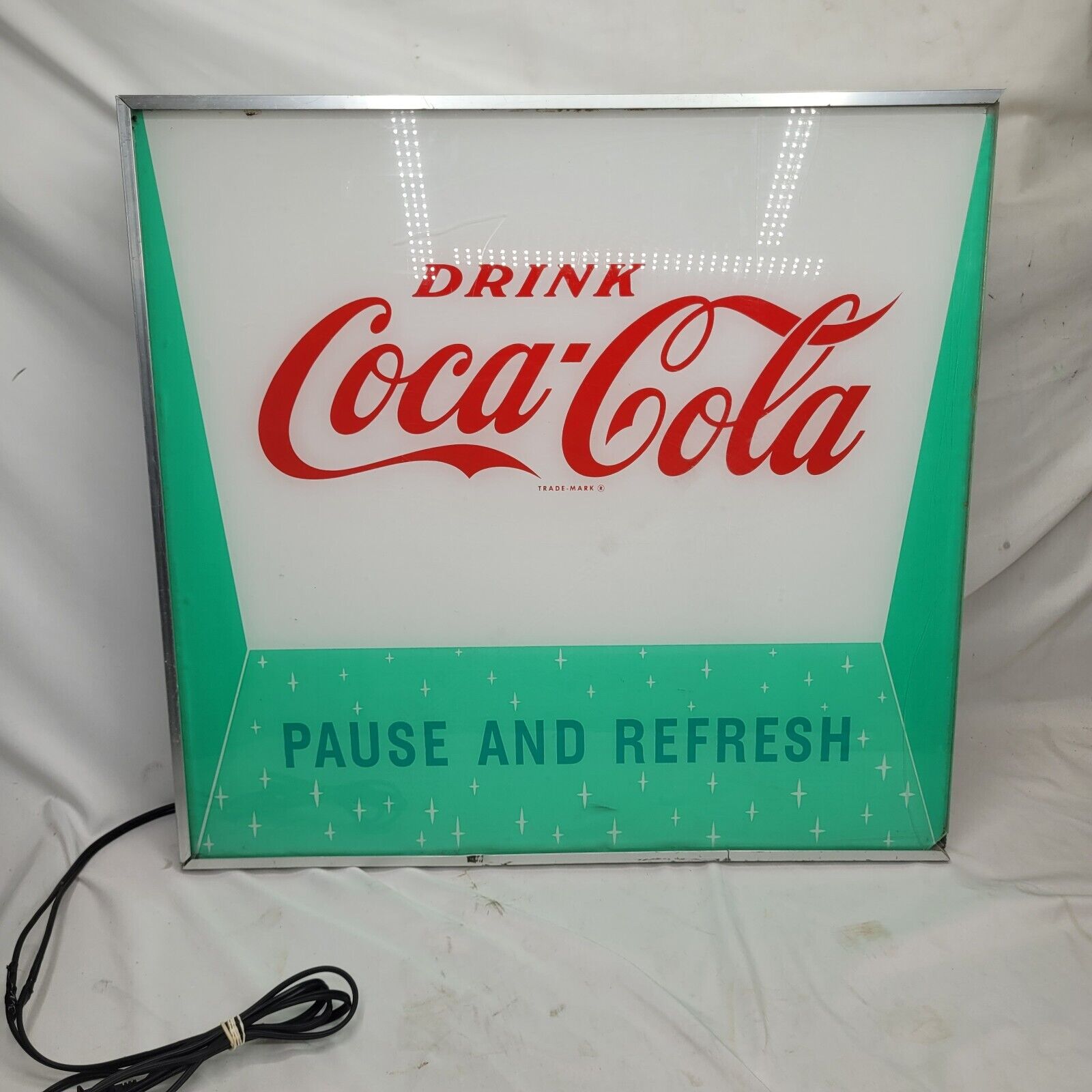 Price Brothers Coca-Cola Illuminated Sign Pause and Refresh Original SEE INFO