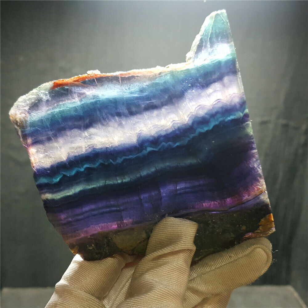 TOP 172G Natural Multicolor Fluorite Crystal Original Stone Specimens Slice YR39