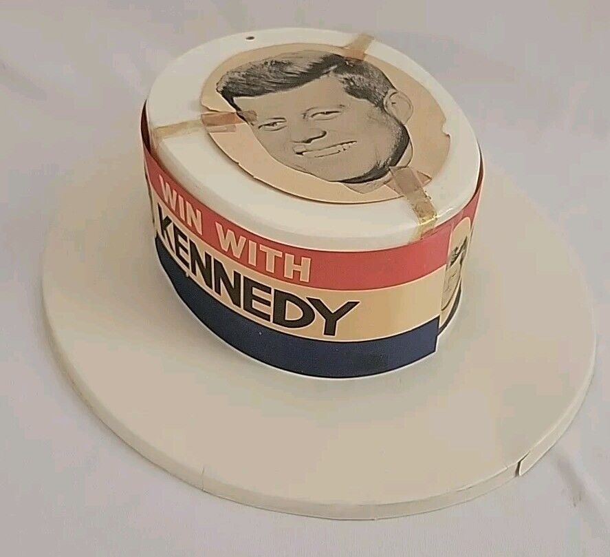 Authentic JFK 1960 Campaign Hat John Kennedy Win With Kennedy Great Condition 