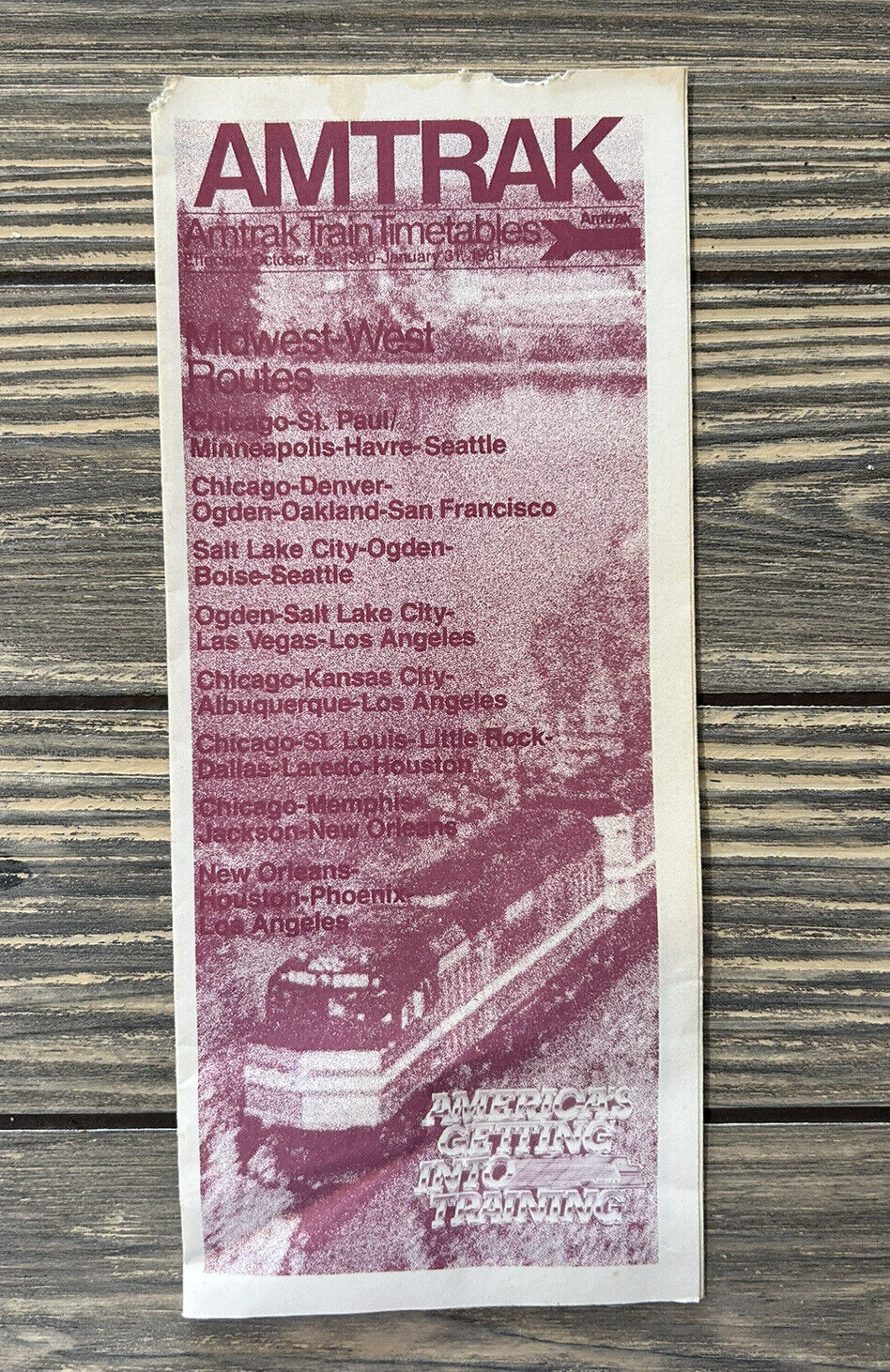 Vintage 1980 October 28 Through January 31 1981 Amtrak Train Timetable Schedule