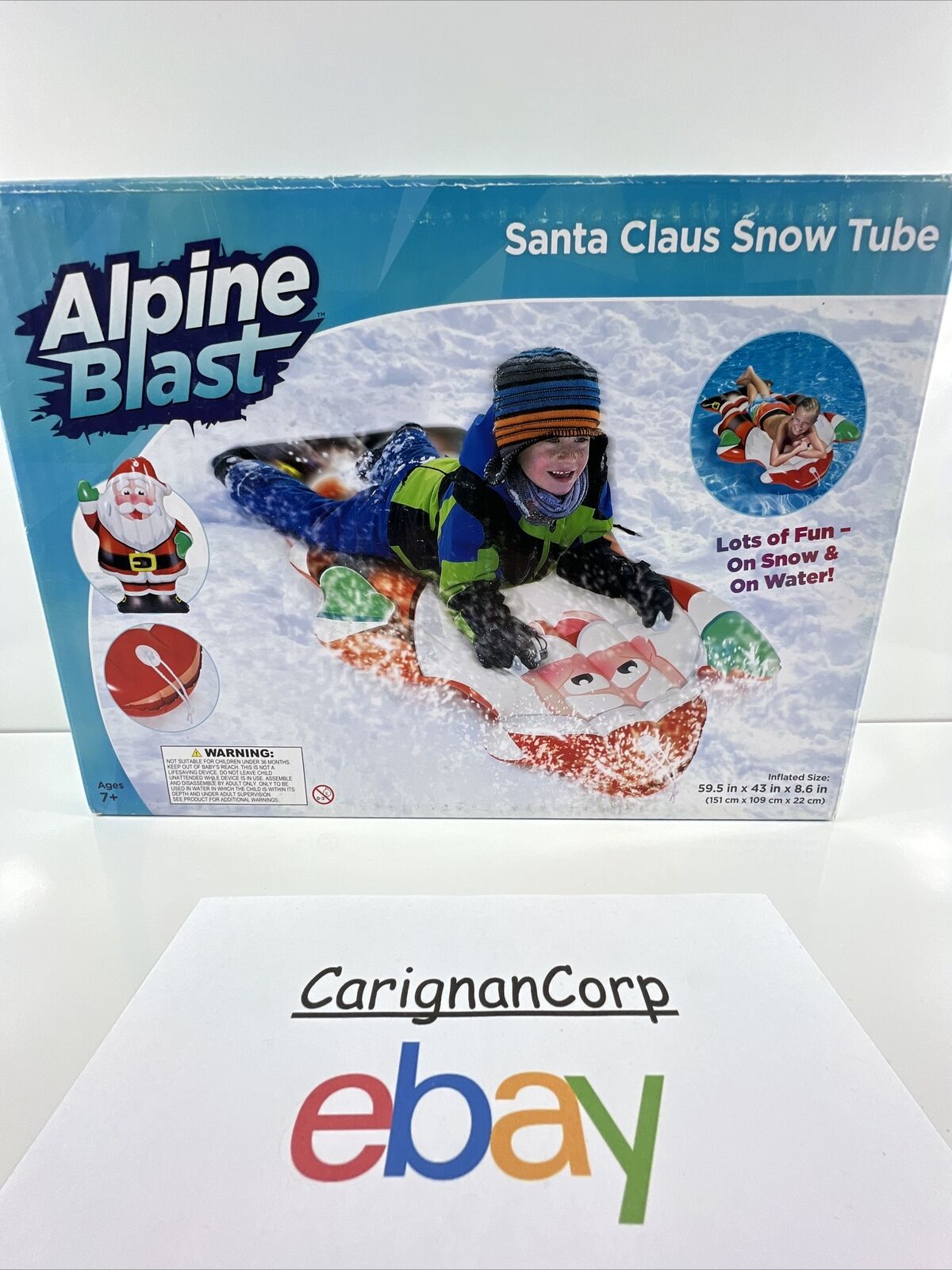 Alpine Blast Christmas Santa Winter Sled Snow Tube Water Tube New In Box