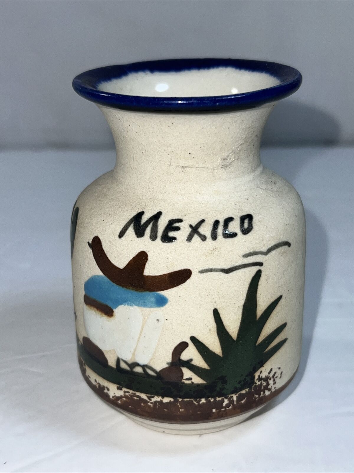  Mexican Ceramic Vase  Pottery Hand Painted Folk Art 