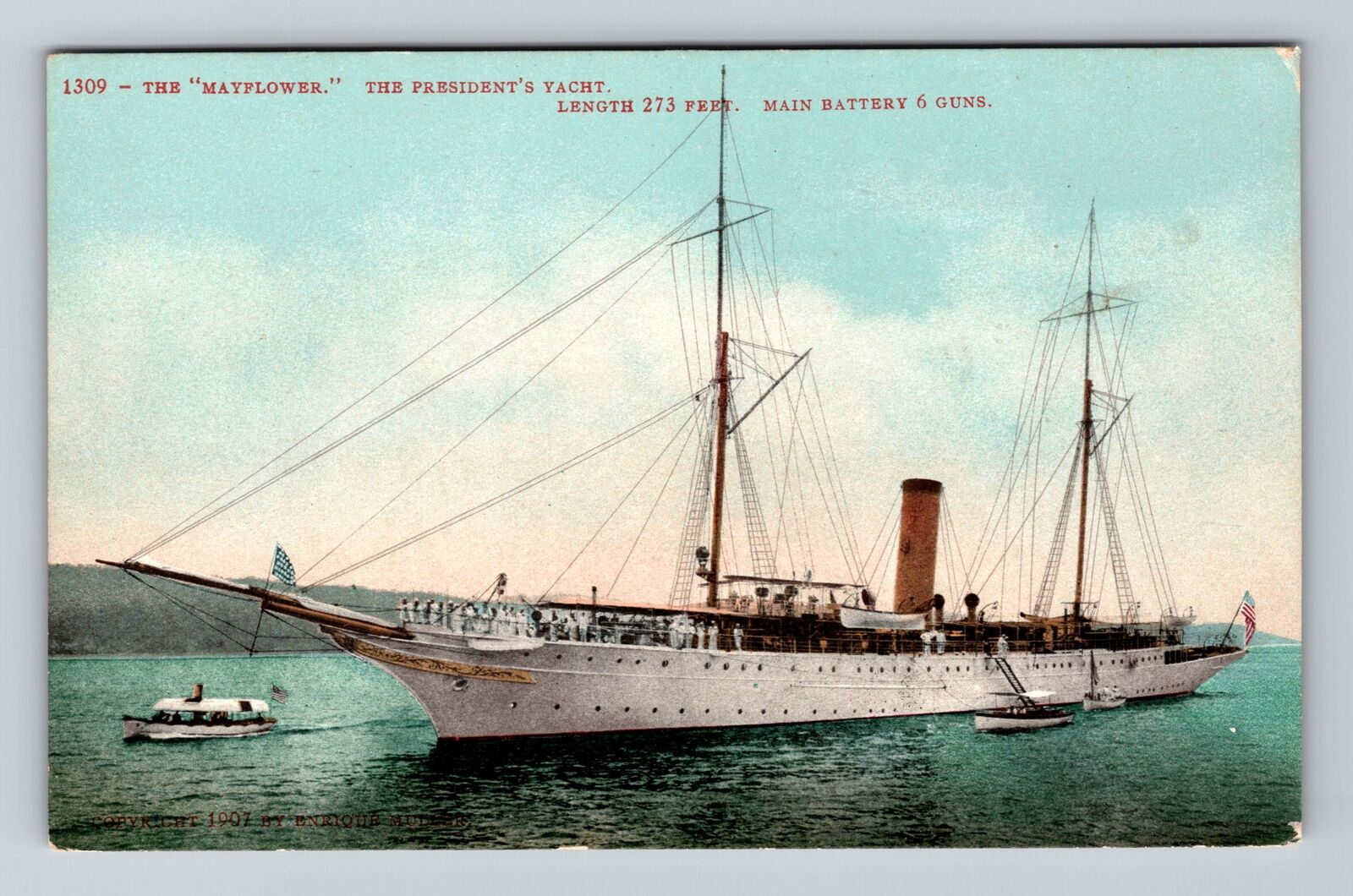 The Mayflower, President\'s Yacht, Ship, Transportation, Antique Vintage Postcard