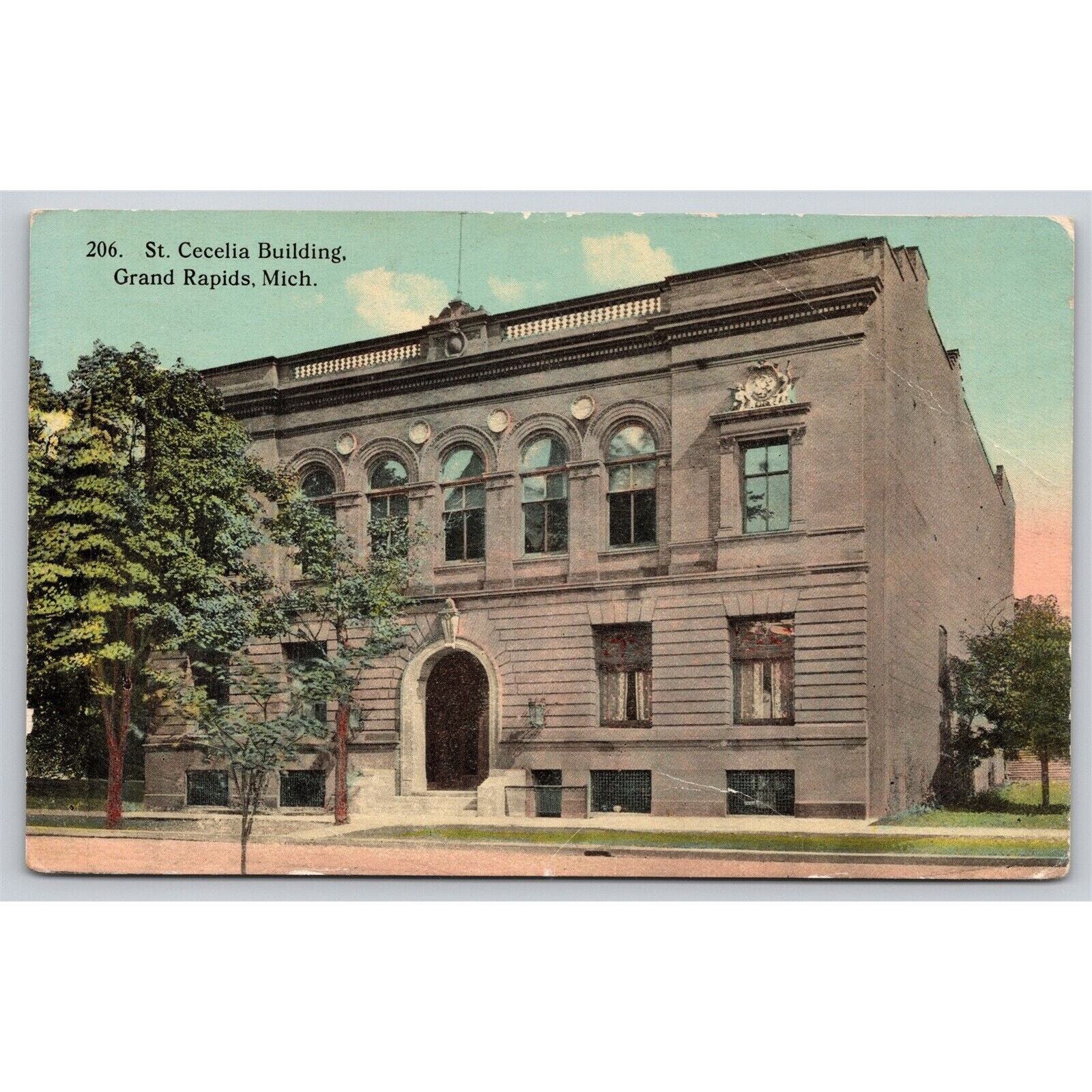 Postcard MI Grand Rapids St Cecelia Building