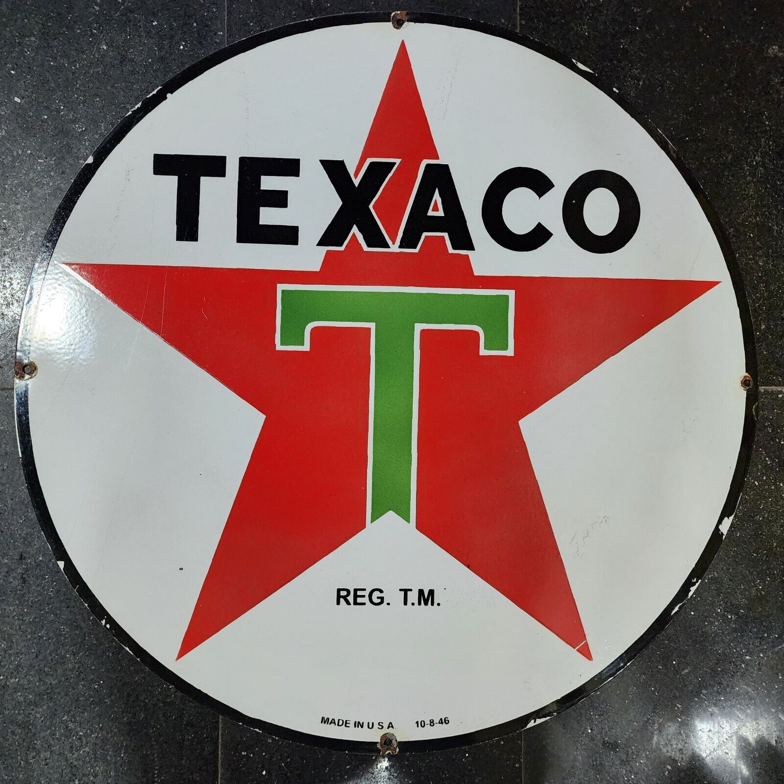 TEXACO STAR PORCELAIN ENAMEL SIGN 30 INCHES ROUND
