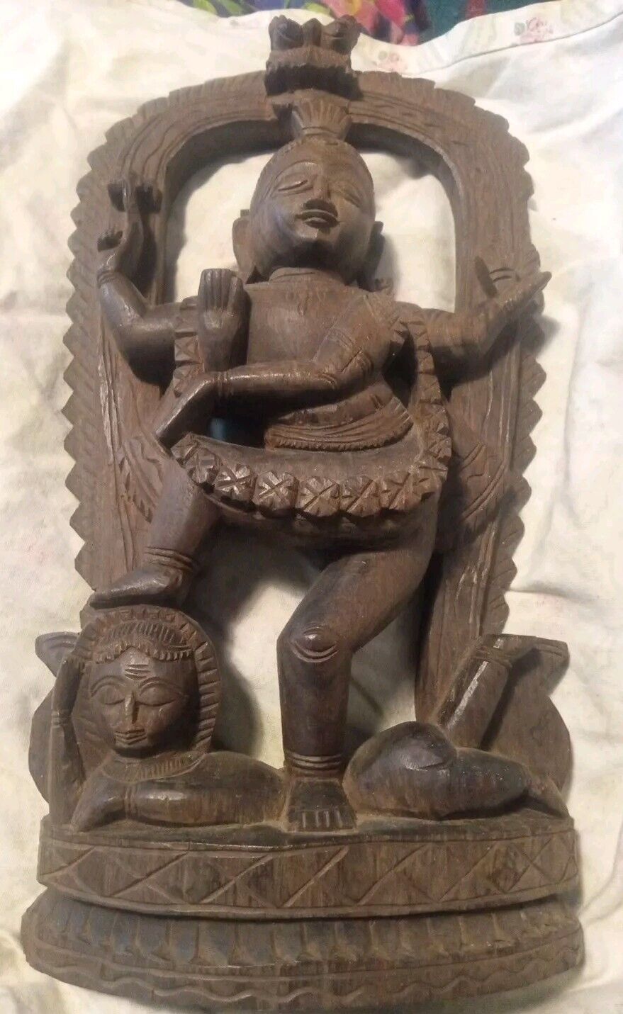 Antique Wooden Carving Exquisite Hindu God Shiva  Dancing Natra Statue/Figurine