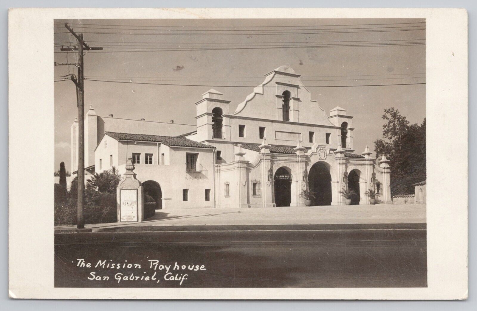 The Misson Playhouse San Gabriel California RPPC Real Photo Postcard 1930s