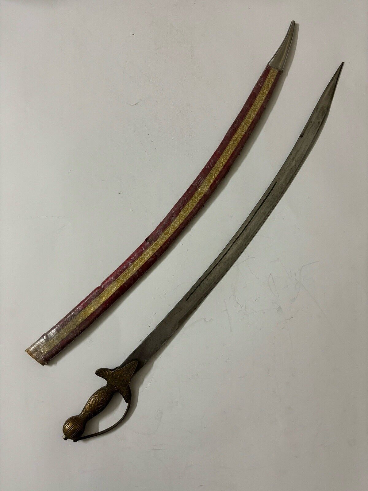 Vintage Sword Brass Tulwar Saber Sabre Handcrafted Rare Old Collectible