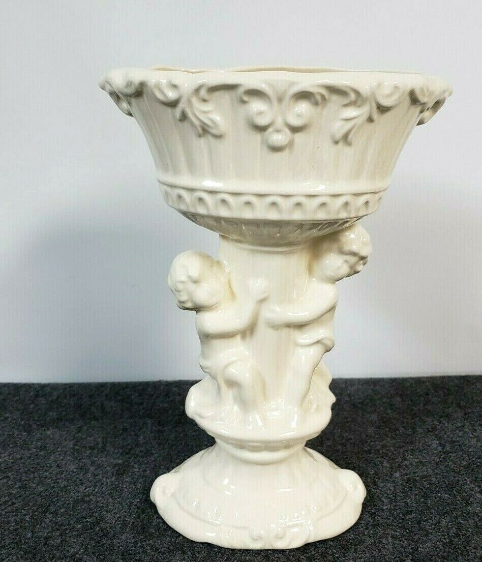 Ceramic Planter Cupids handcrafted 11 in tall Off white  vintage 1970's