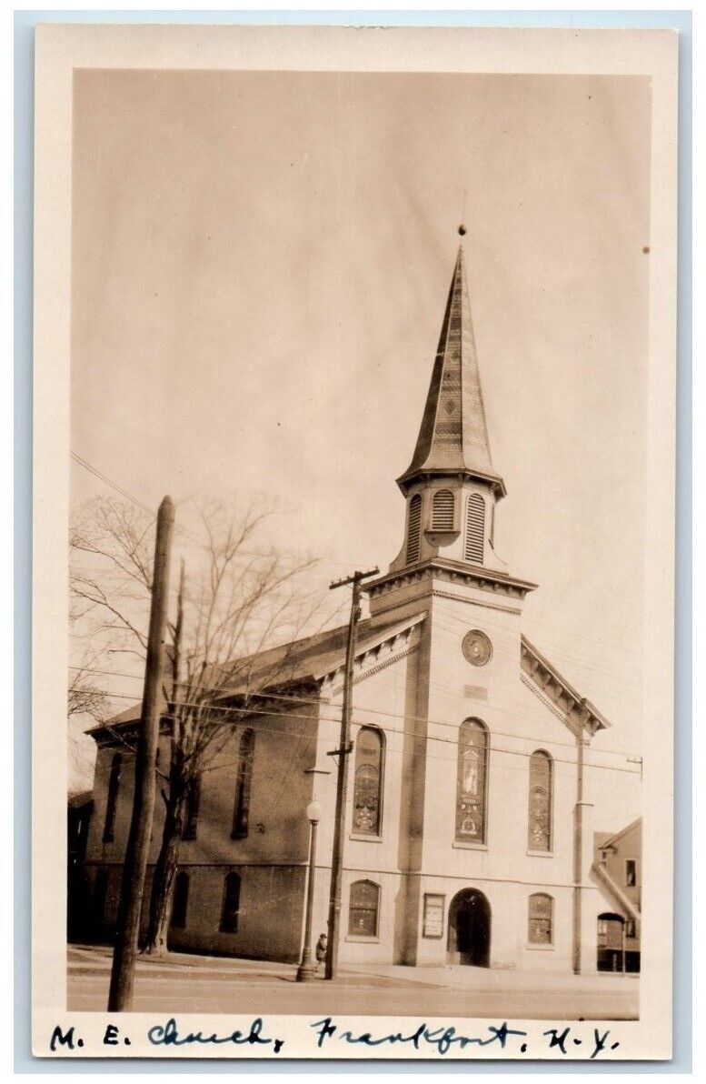 c1920's Methodist Episcopal Church View Frankfort NY RPPC Photo Postcard