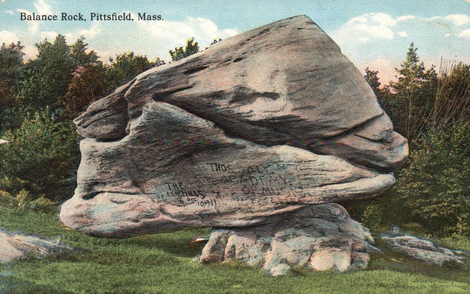 Postcard MA Pittsfield Massachusetts Balance Rock Posted 1916 Vintage PC H2881