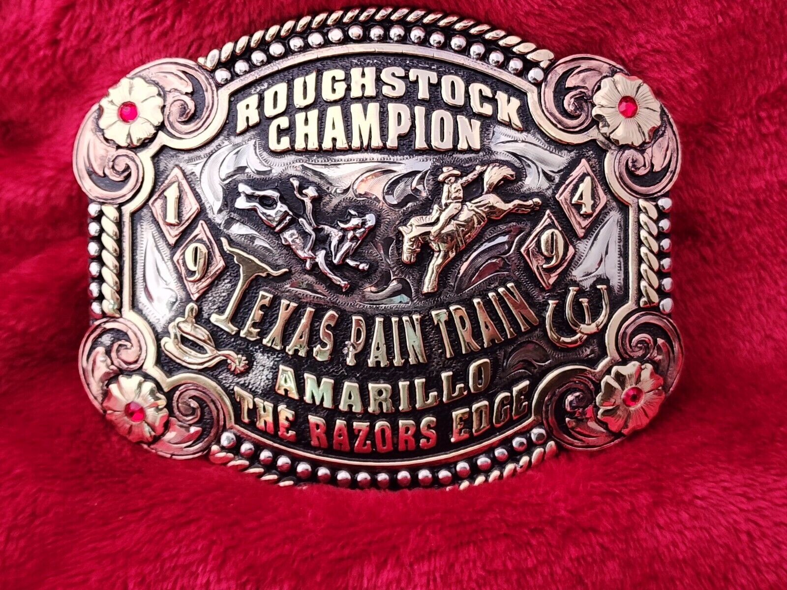 RODEO ALL AROUND CHAMPION TROPHY BUCKLE☆PRO☆TEXAS ROUGHSTOCK☆1994☆RARE☆917