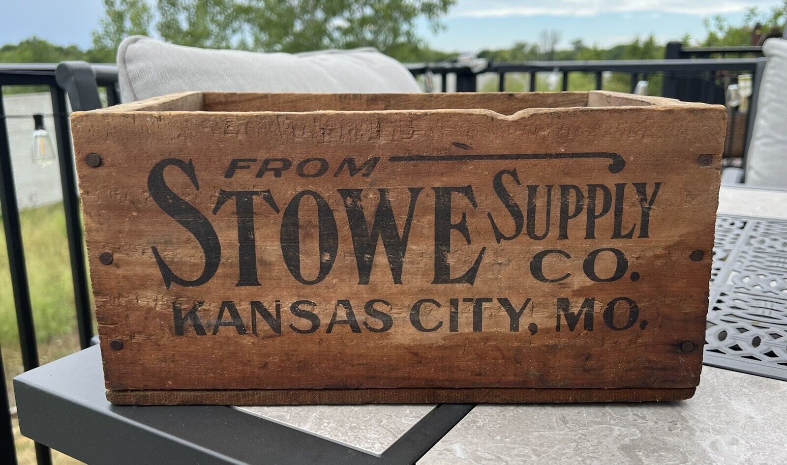 Vintage Stowe Hardware & Supply Company Kansas City MO Wood Shipping Crate