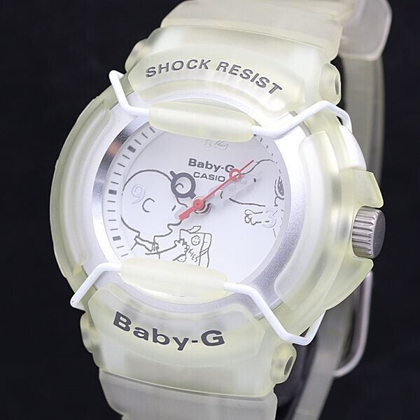 PEANUTS Snoopy Watch BABY-G Casio White Women BG-20 Shock Resist Anime Rare NM