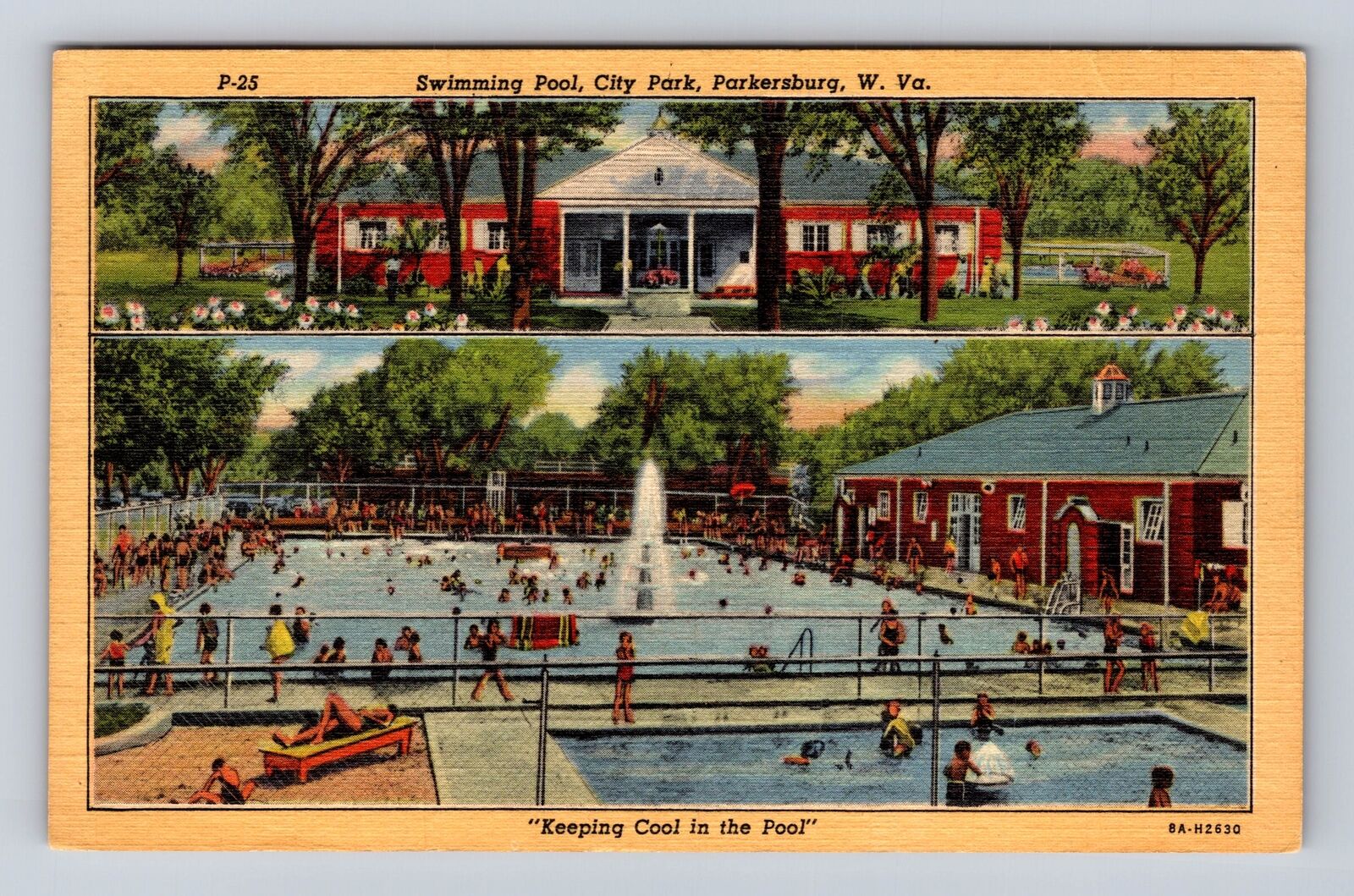 Parkersburg WV-West Virginia, Swimming Pool, City Park, Vintage c1957 Postcard