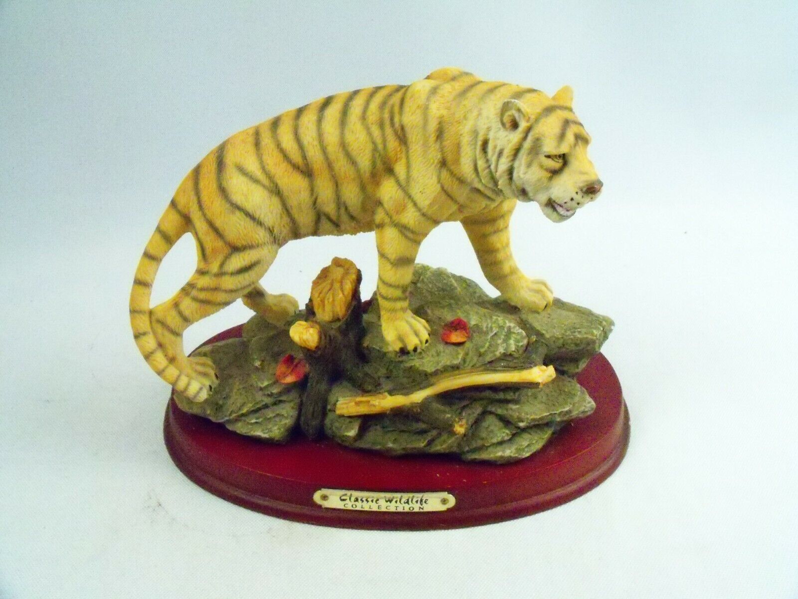 Classic Wildlife Collection Tiger Resin Statue Figurine on Wood Base