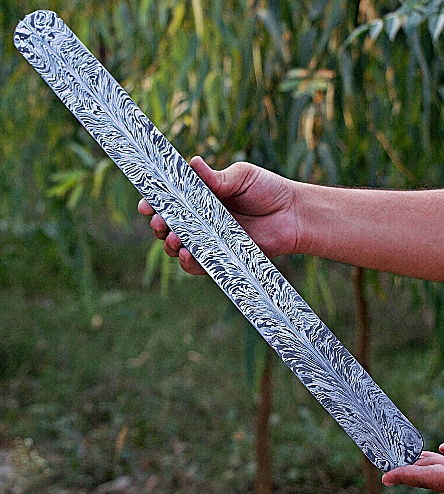 20 INCH FORGED FEATHER DAMASCUS STEEL BLANK BILLET BAR FOR KNIFE MAKING