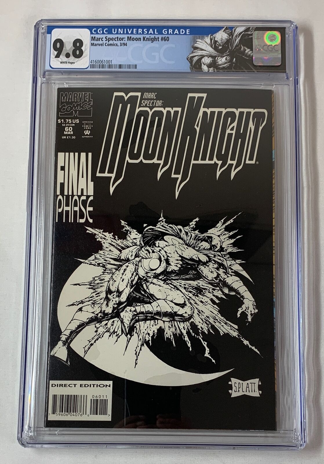 1994 Marvel MARC SPECTOR MOON KNIGHT #60 ~ CGC 9.8 ~ custom label, last issue
