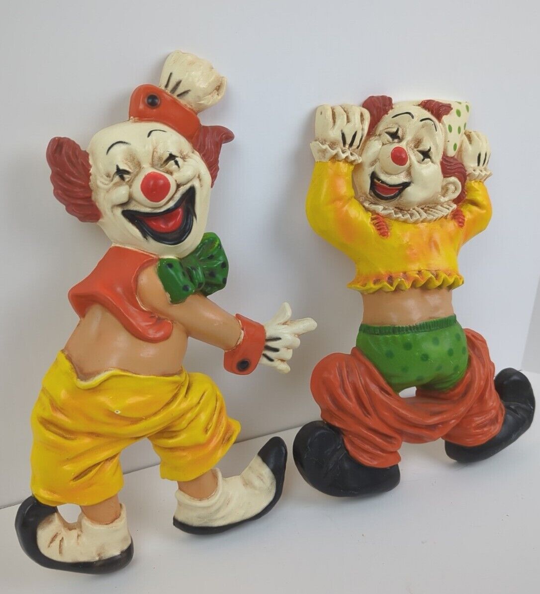 Vintage Homco Circus Clowns Wall Plaque Pointing Laughing Pants Down Hanging 2