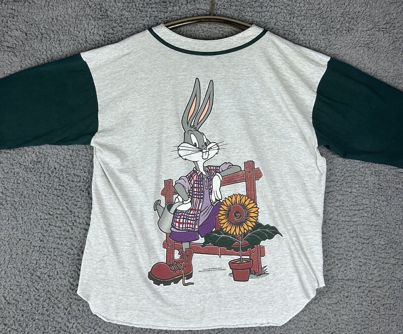 Vintage Unisex XL 90's Warner Bros. Looney Tunes Bugs Bunny Baseball Shirt-E