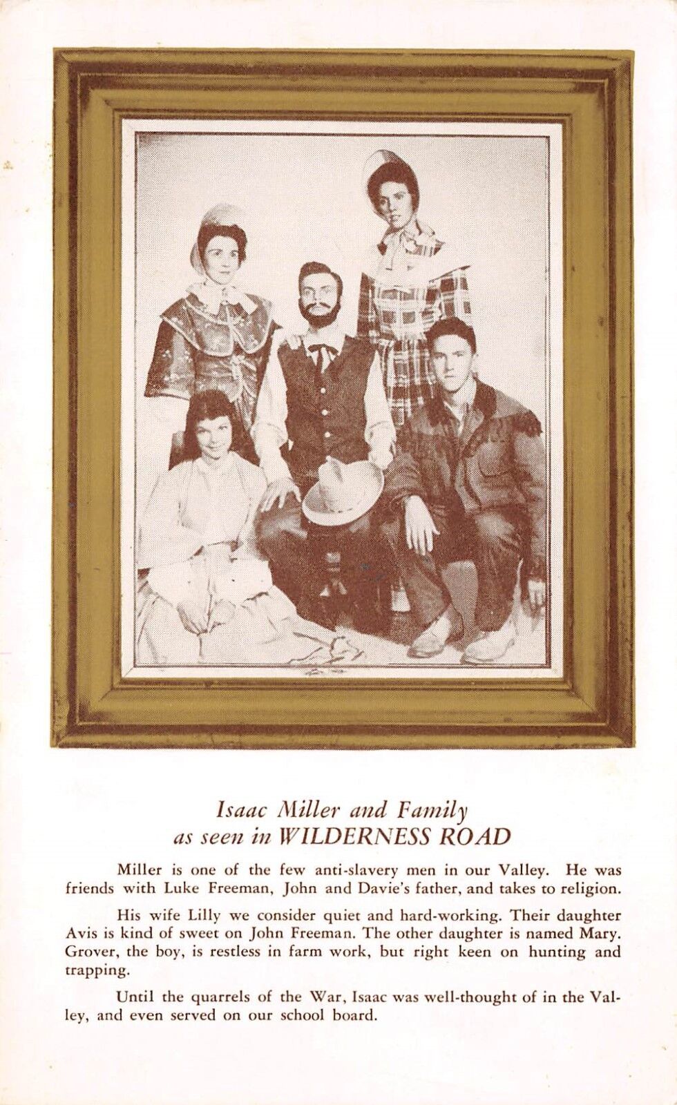 Berea Kentucky 1950s Postcard Paul Green\'s Wilderness Road Drama Isaac Miller