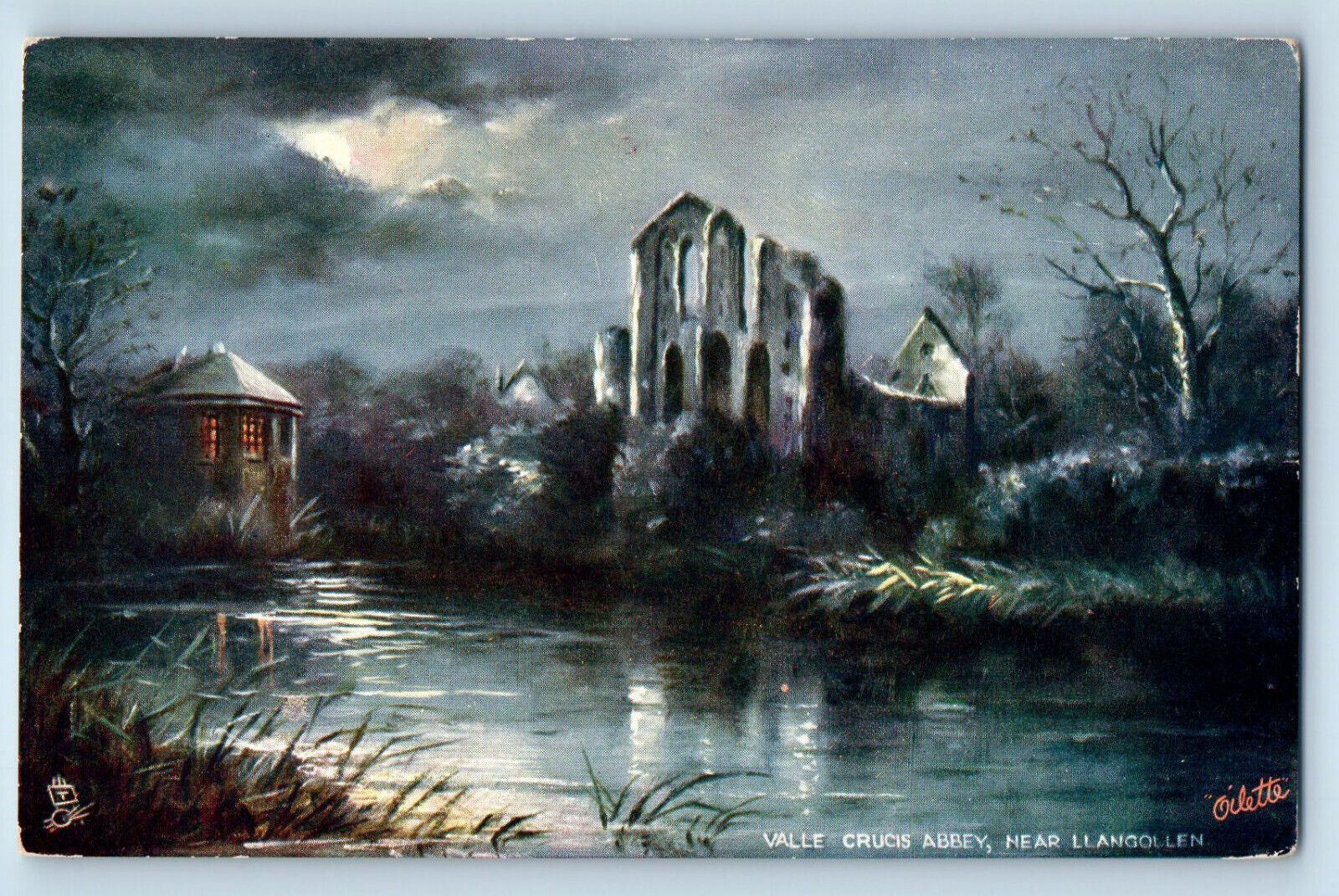 Wales Postcard Valle Crucis Abbey Near Llangollen c1910 Oilette Tuck Art