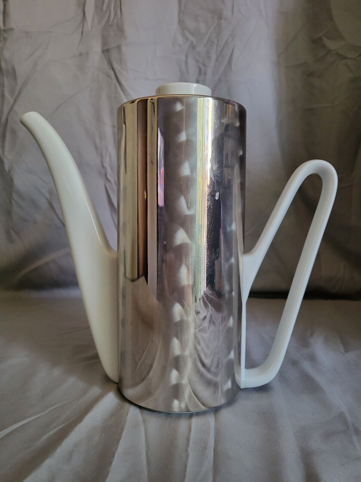 VINTAGE 1970s JAHRE QUIST THERMAL SILVER /WHITE Coffee Server MCM W Germany