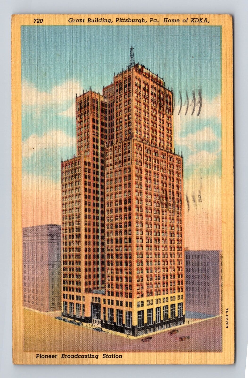 Pittsburgh PA-Pennsylvania, Grant Building, Advertise, Vintage c1945 Postcard
