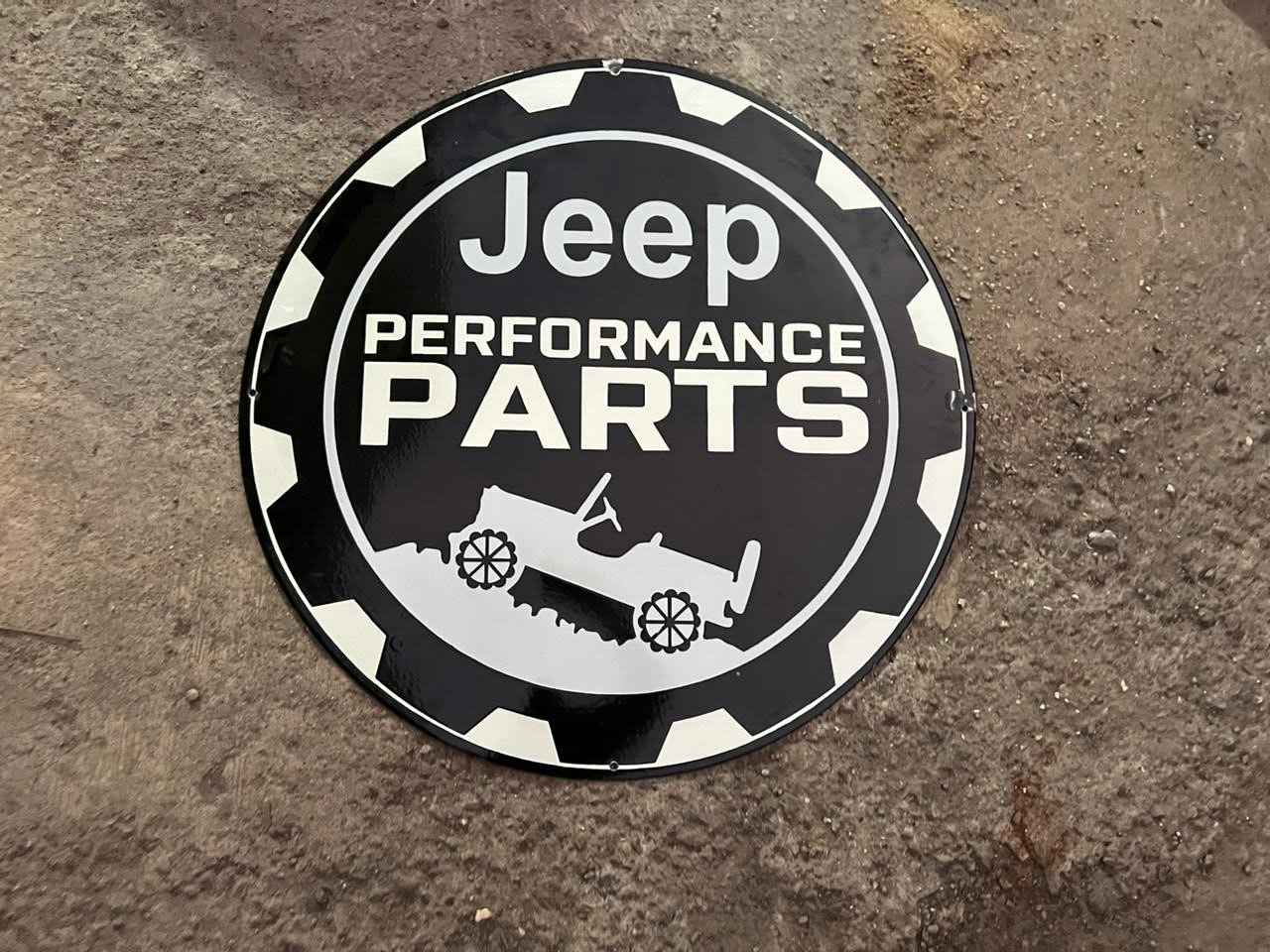 RARE PORCELAIN JEEP ENAMEL SIGN 36 INCHES DOUBLE SIDED