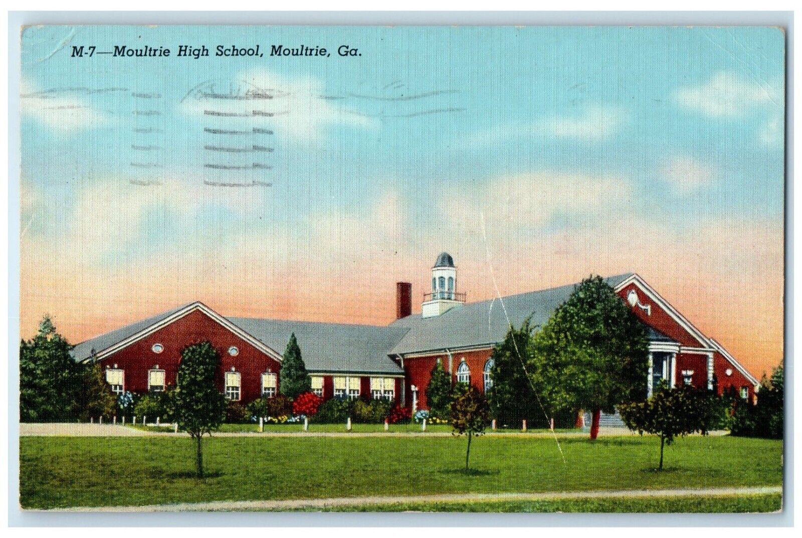 1944 Moultrie High School Exterior Building Moultrie Georgia GA Vintage Postcard