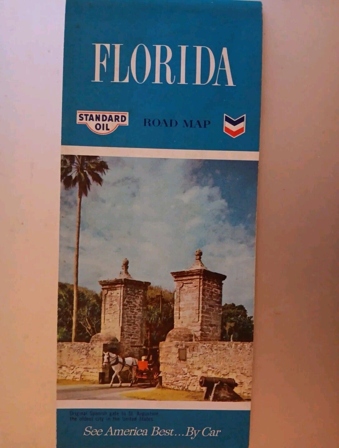 Vintage 1965 Florida Road Map w/Pictorial Guide Standard Oil Good Condition